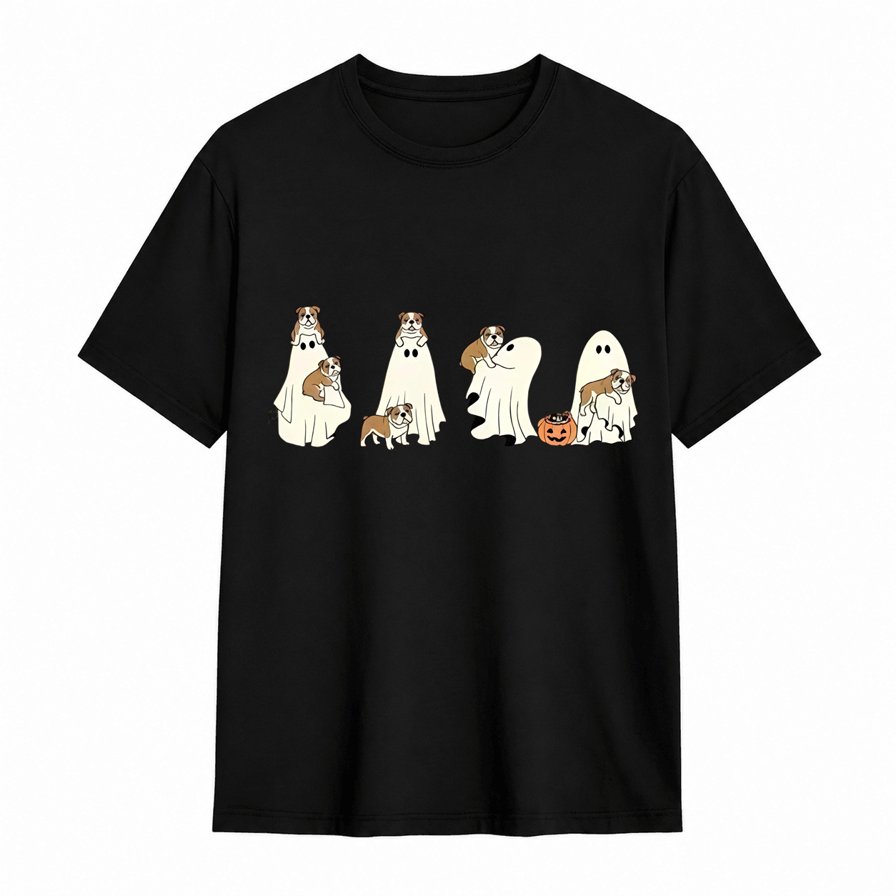 Comfort Colors Ghost Dog Halloween T‑Shirt, Spooky Fall Dog Breed Tee, Dog Mom Halloween Gift For Dachshund, German Shepherd, Frenchie, English Bulldog