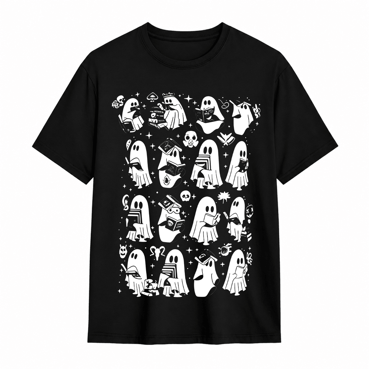 Spooky Ghost Book Club Halloween Graphic T-Shirt