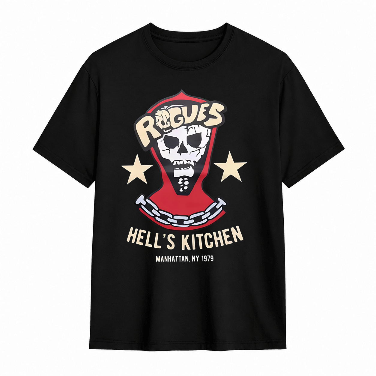 Rogues Hell's Kitchen 1979 Skull Graphic T‑Shirt, Manhattan NY Vintage Retro Tee