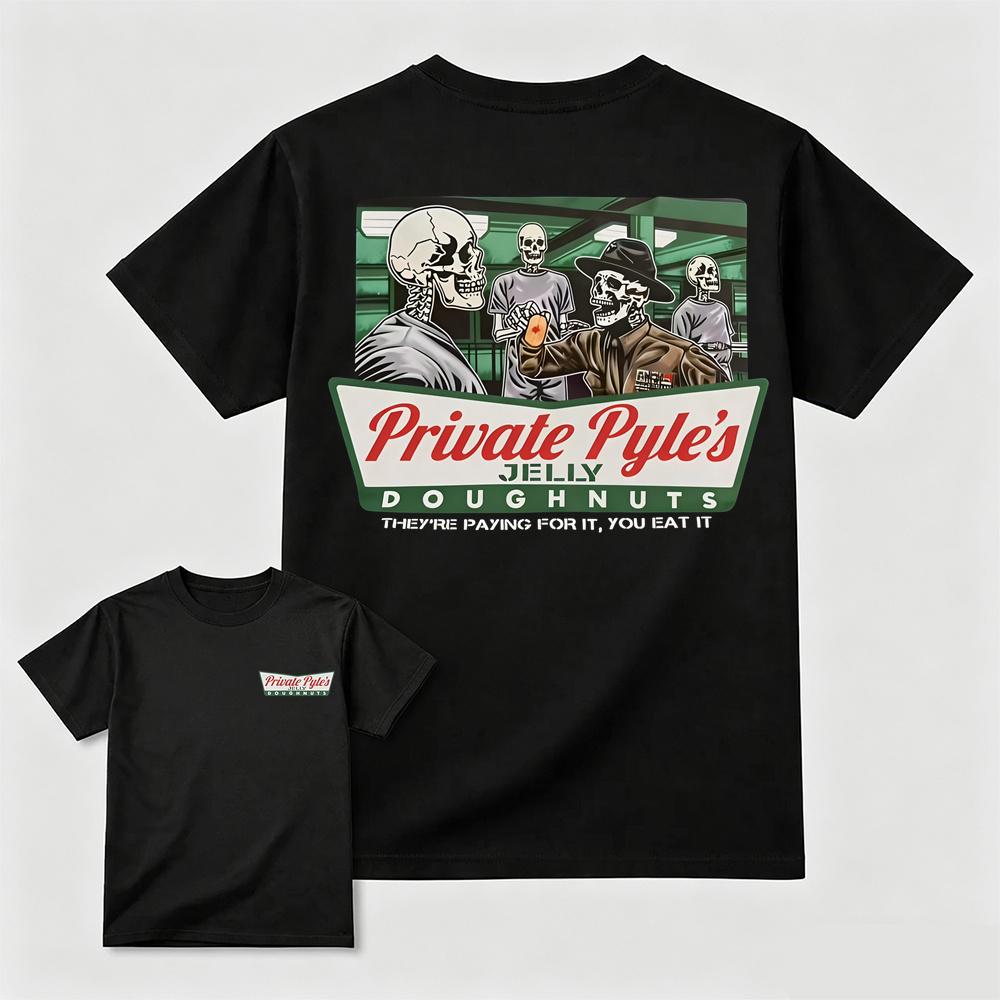 Vintage Skeleton Donut Graphic T-Shirt – Dark Humor Streetwear Tee