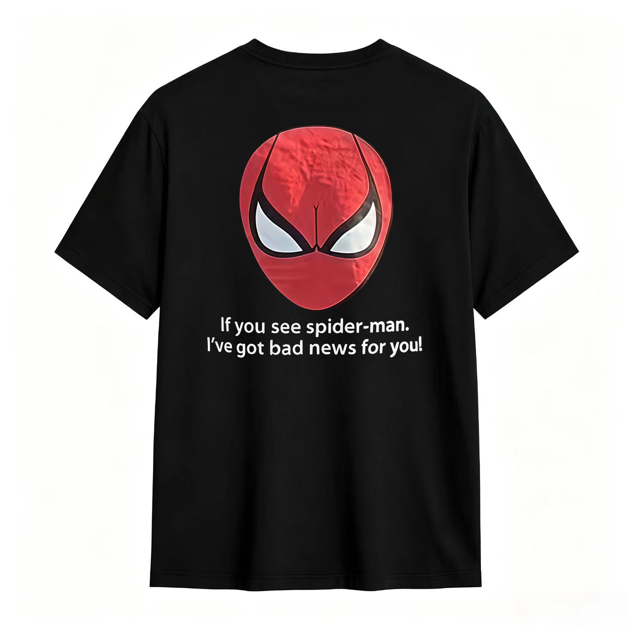 Red Mask Graphic T-Shirt – “Bad News for You” Funny Streetwear Tee