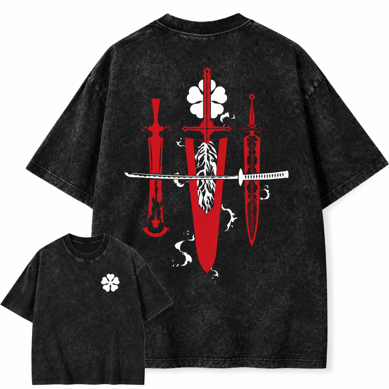 Vintage Sword Warrior Graphic T-Shirt – Dark Streetwear Washed Tee