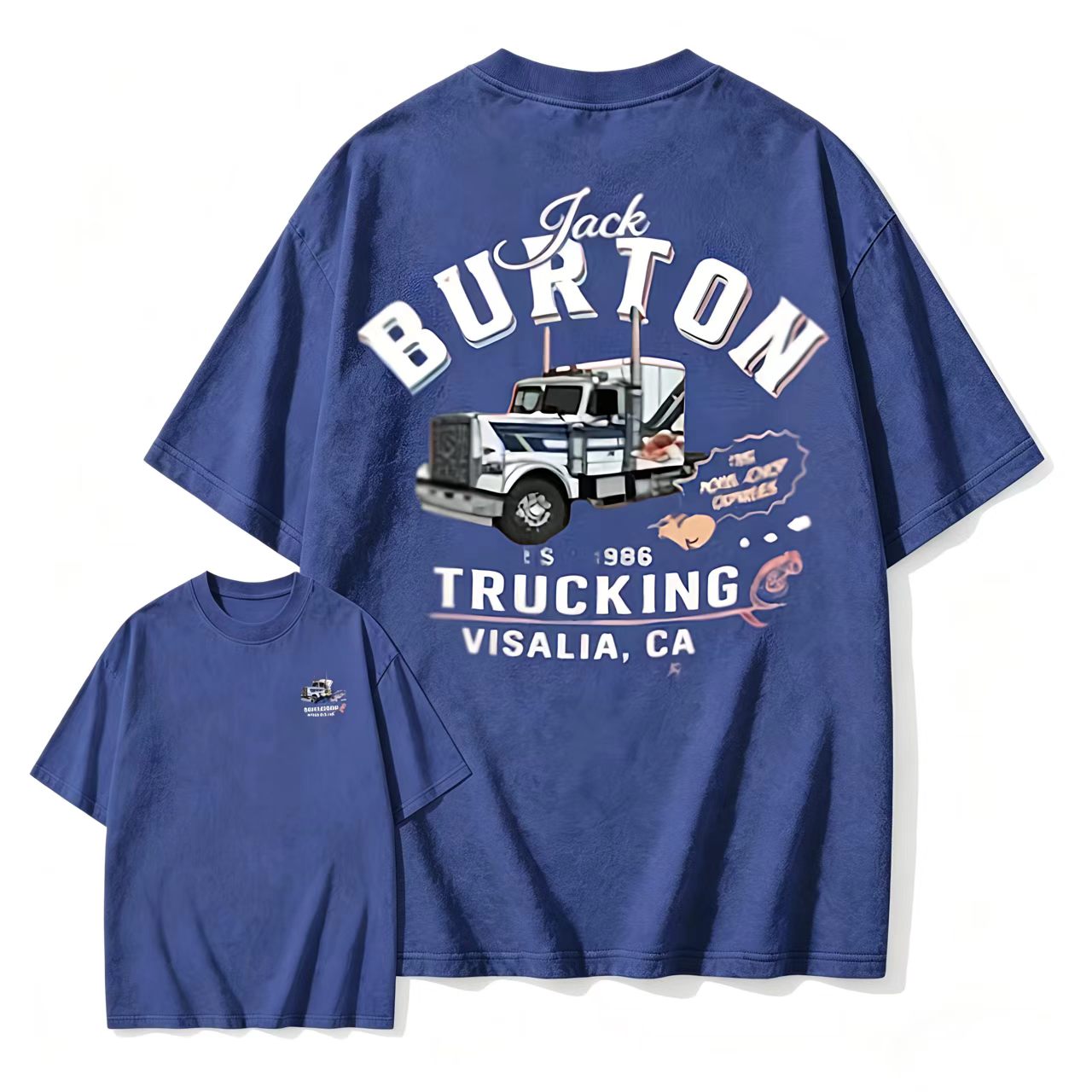 1986 Classic Movie Jack Burton Trucking FS 986 Truck Graphic Washed T-Shirt Double Sided Print Retro Casual Short Sleeve Shirts