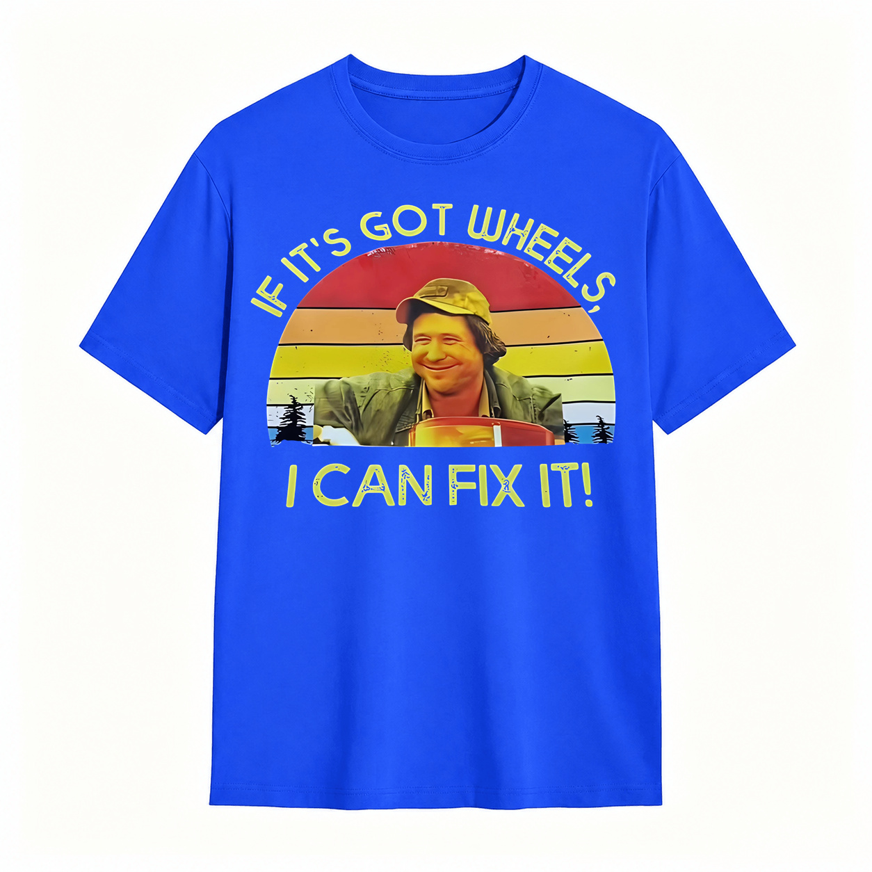 If It's Got Wheels I Can Fix It Funny Mechanic Vintage Sunset Graphic T‑Shirt