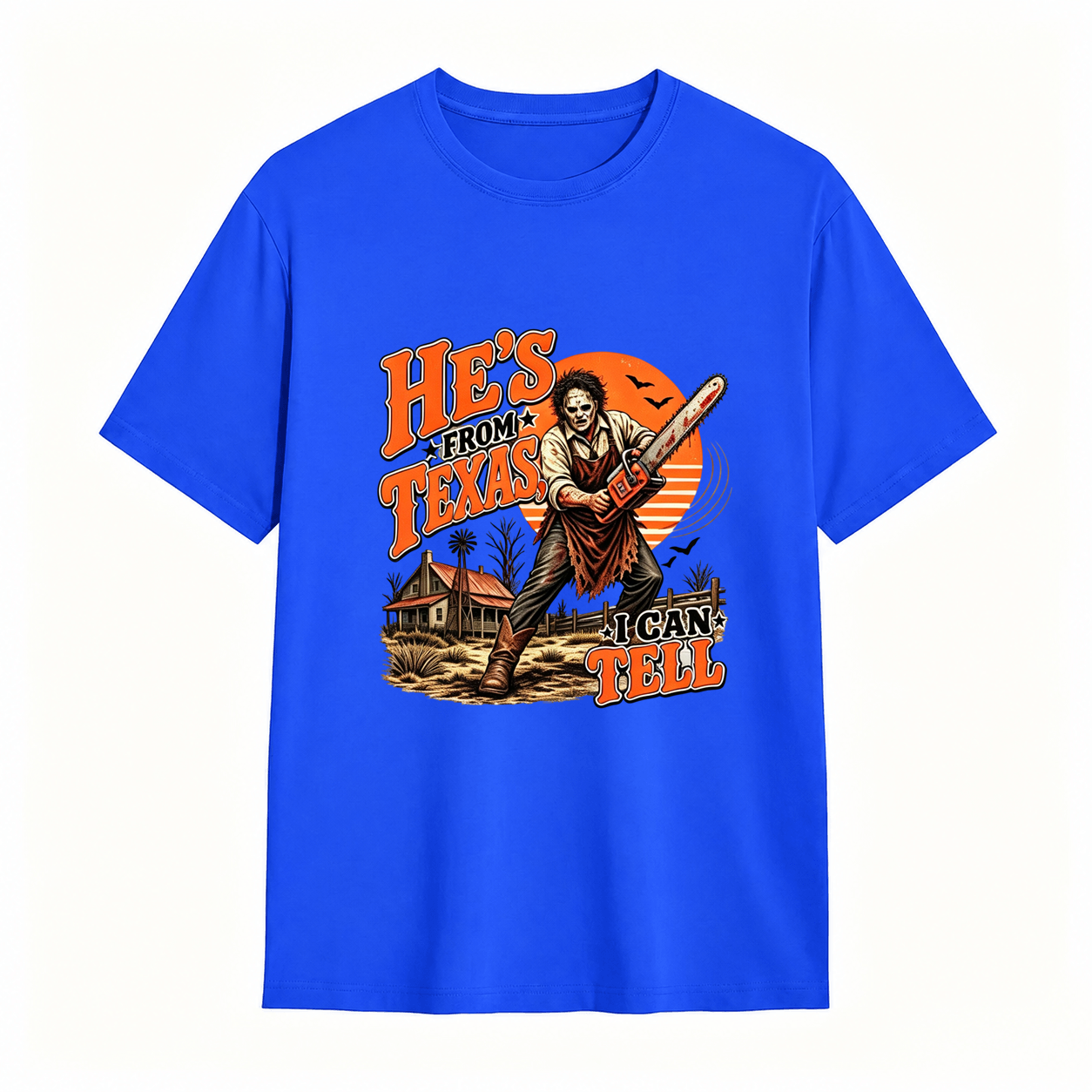 He’s From Texas Graphic T-Shirt – Vintage Western Halloween Tee