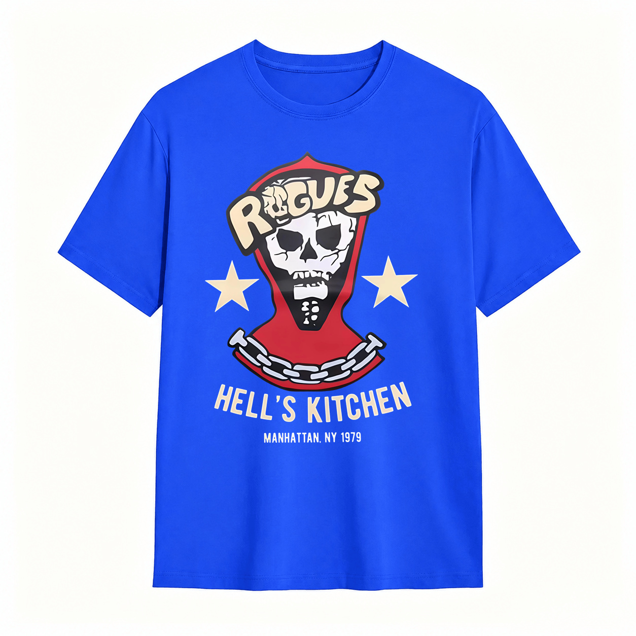Rogues Hell's Kitchen 1979 Skull Graphic T‑Shirt, Manhattan NY Vintage Retro Tee