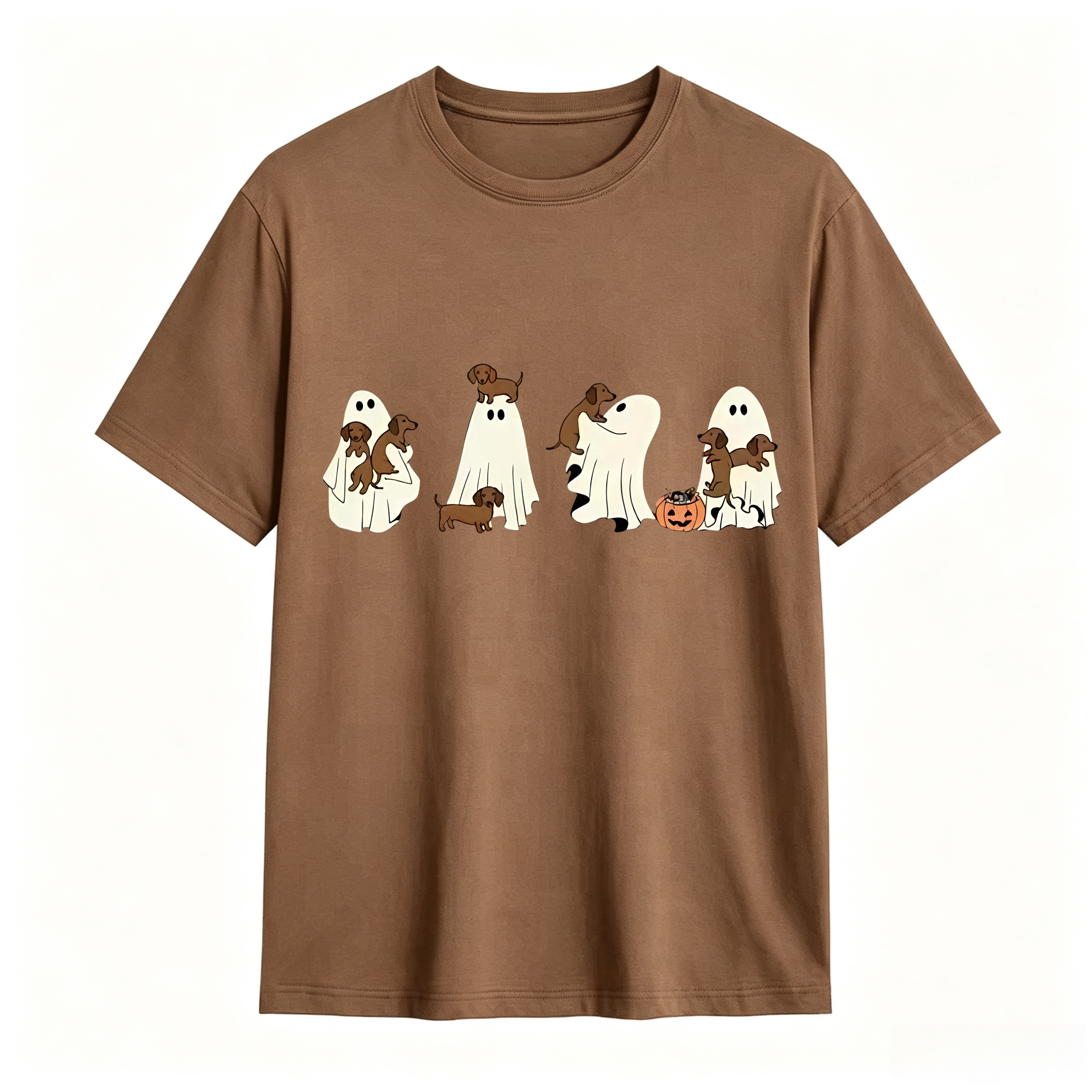 Comfort Colors Ghost Dog Halloween T‑Shirt, Spooky Fall Dog Breed Tee, Dog Mom Halloween Gift For Dachshund, German Shepherd, Frenchie, English Bulldog