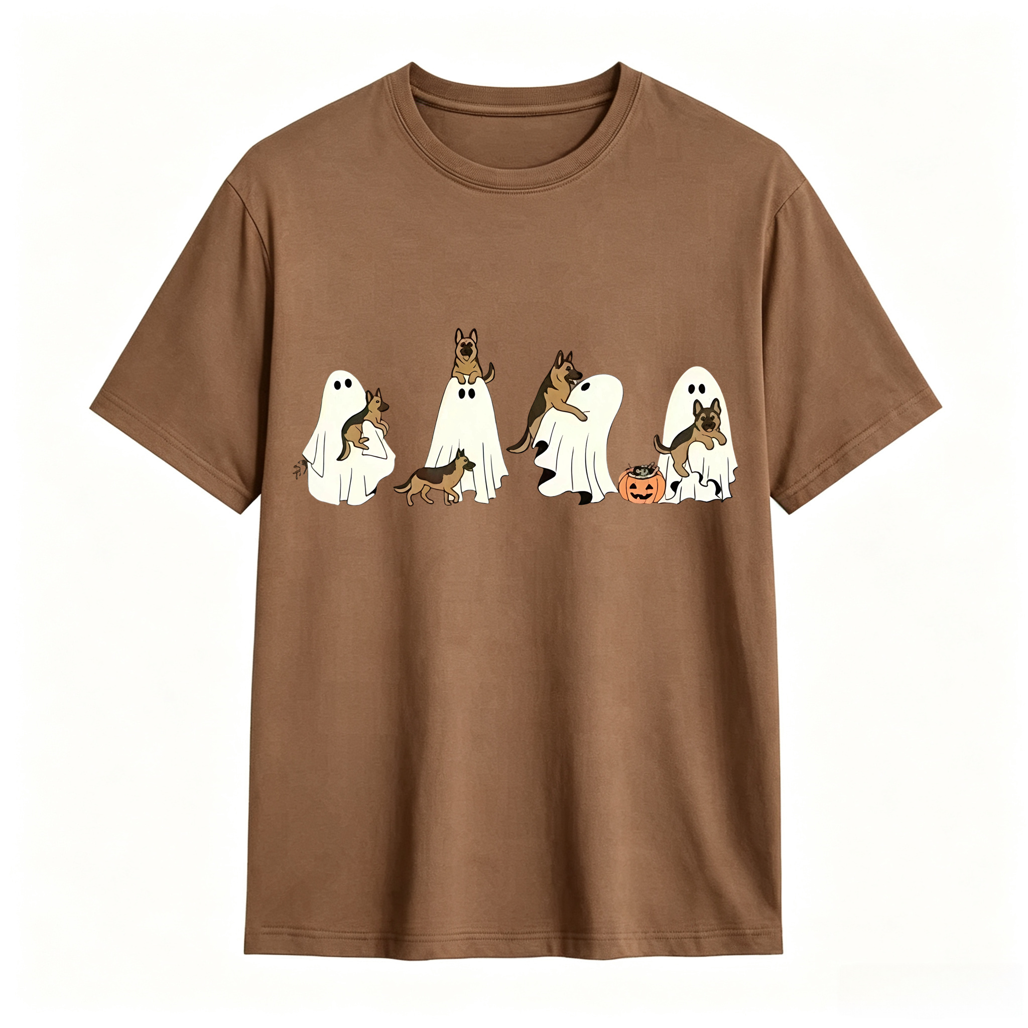 Comfort Colors Ghost Dog Halloween T‑Shirt, Spooky Fall Dog Breed Tee, Dog Mom Halloween Gift For Dachshund, German Shepherd, Frenchie, English Bulldog