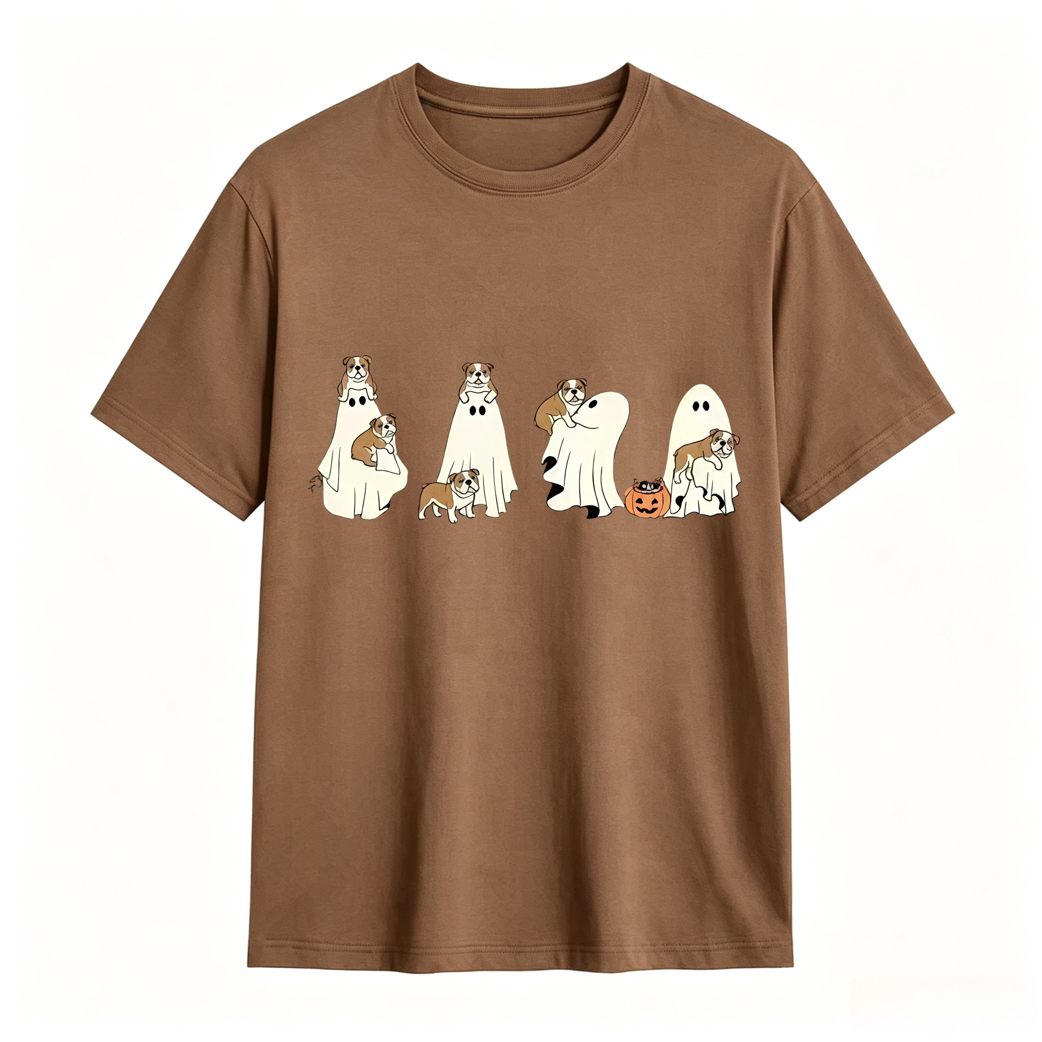 Comfort Colors Ghost Dog Halloween T‑Shirt, Spooky Fall Dog Breed Tee, Dog Mom Halloween Gift For Dachshund, German Shepherd, Frenchie, English Bulldog