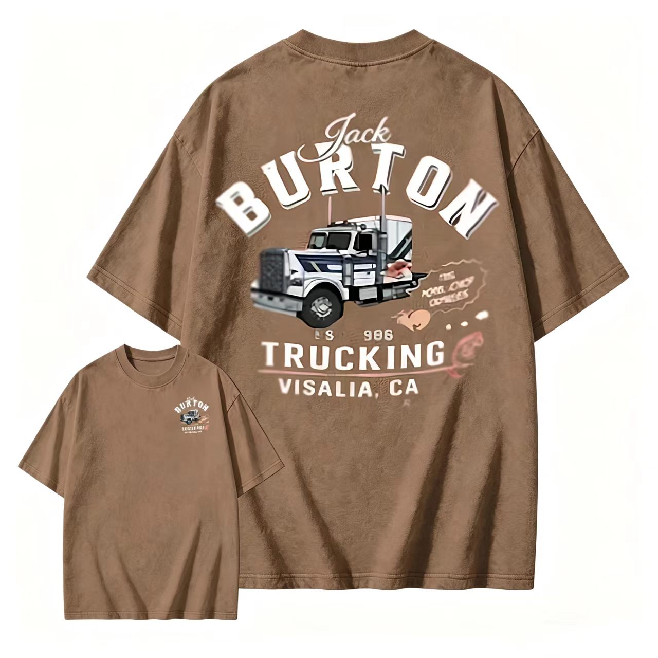 1986 Classic Movie Jack Burton Trucking FS 986 Truck Graphic Washed T-Shirt Double Sided Print Retro Casual Short Sleeve Shirts