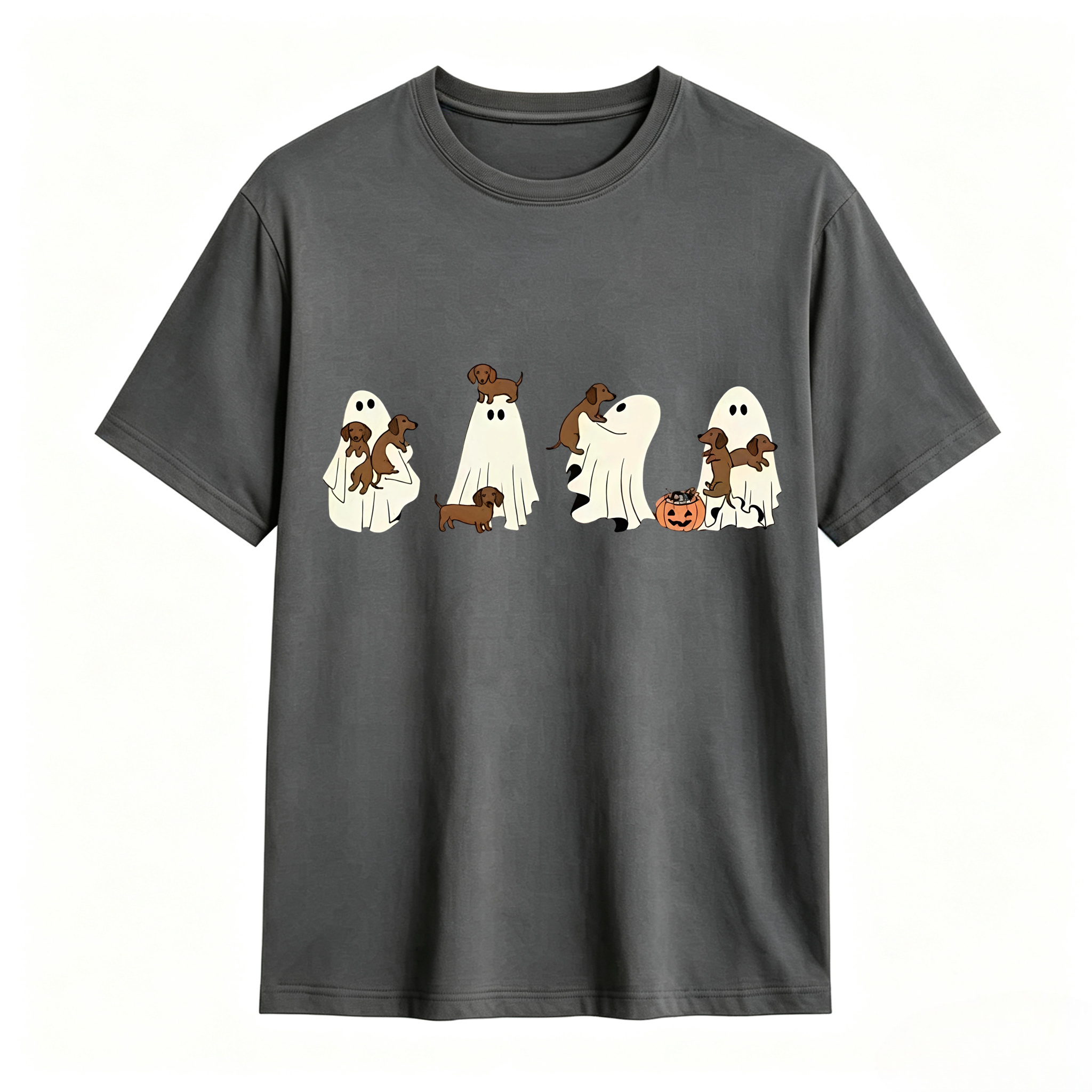 Comfort Colors Ghost Dog Halloween T‑Shirt, Spooky Fall Dog Breed Tee, Dog Mom Halloween Gift For Dachshund, German Shepherd, Frenchie, English Bulldog