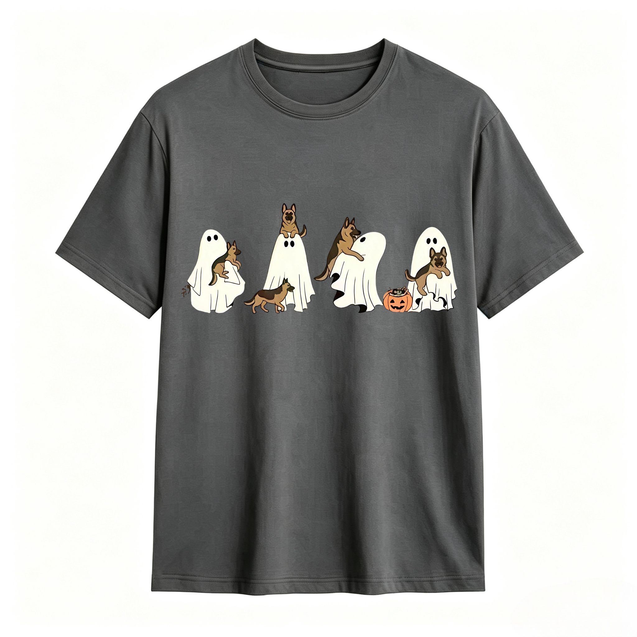 Comfort Colors Ghost Dog Halloween T‑Shirt, Spooky Fall Dog Breed Tee, Dog Mom Halloween Gift For Dachshund, German Shepherd, Frenchie, English Bulldog