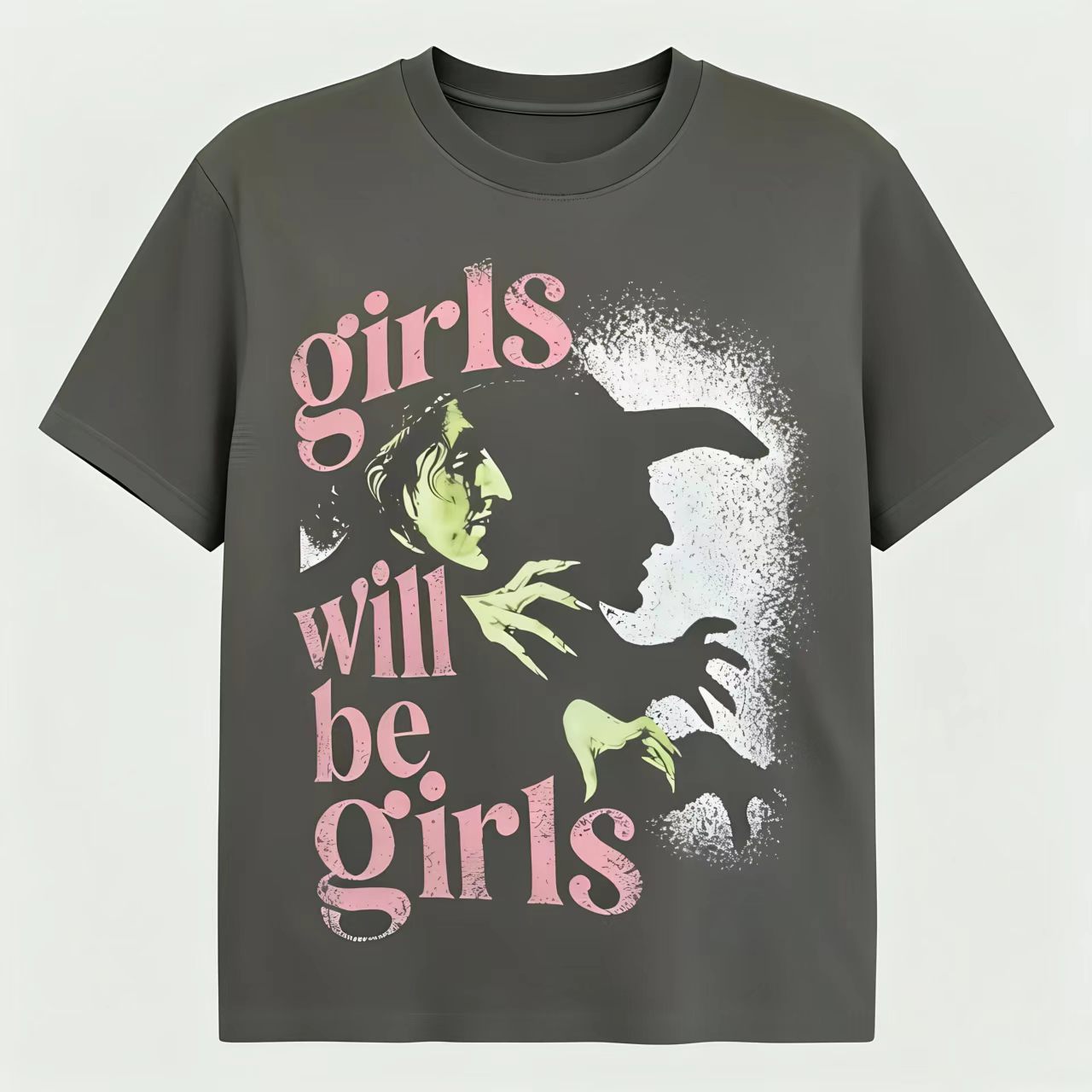Retro Wicked Elphaba Witch Graphic Tee Girls Will Be Girls Slogan Soft Casual Short Sleeve Top