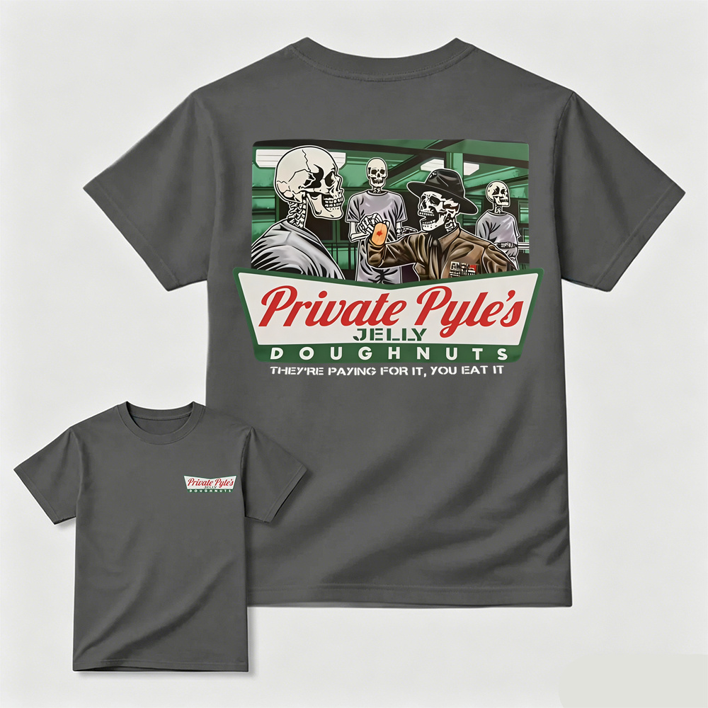 Vintage Skeleton Donut Graphic T-Shirt – Dark Humor Streetwear Tee
