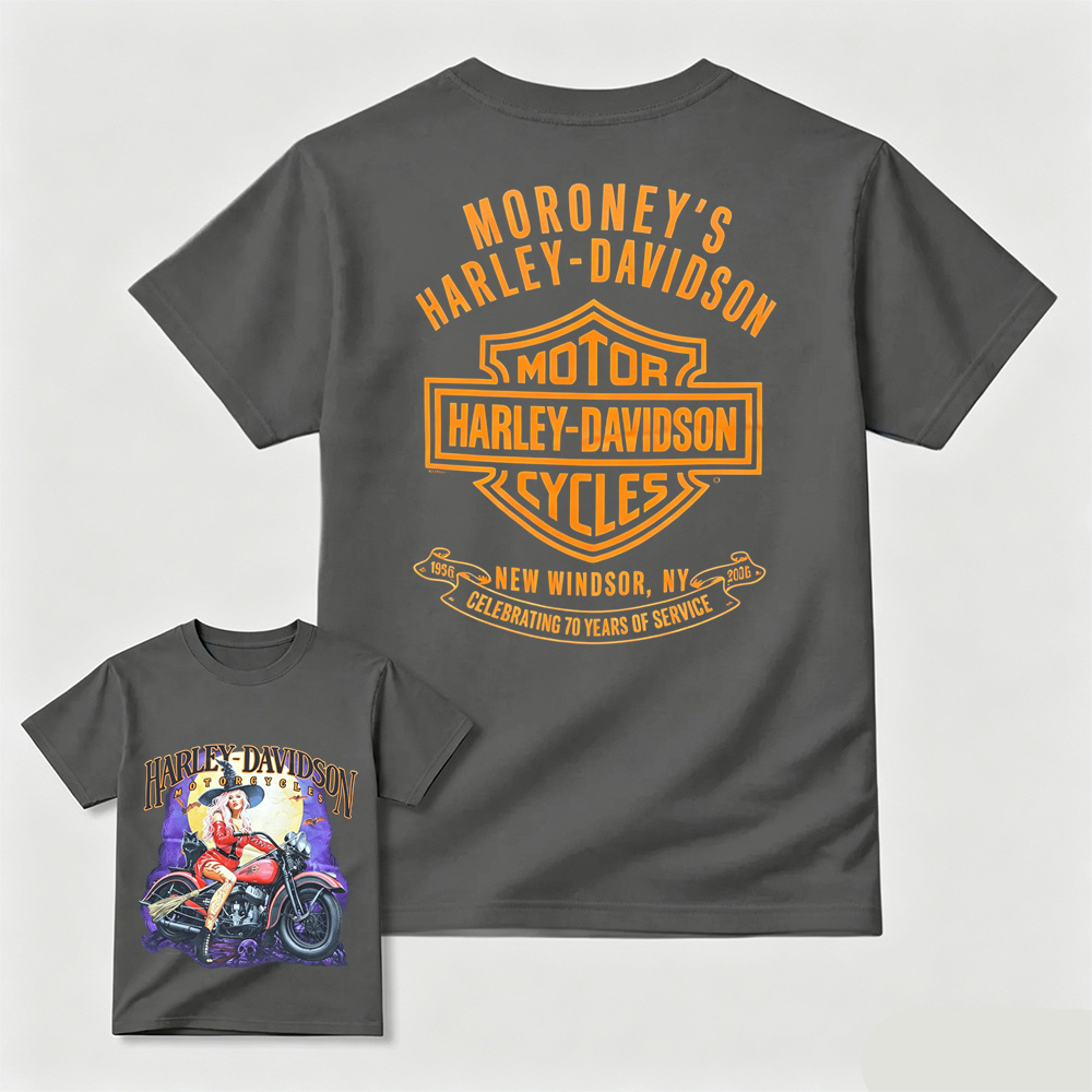 Harley-Davidson Witch Biker Graphic T-Shirt – Halloween Retro Motorcycle Tee