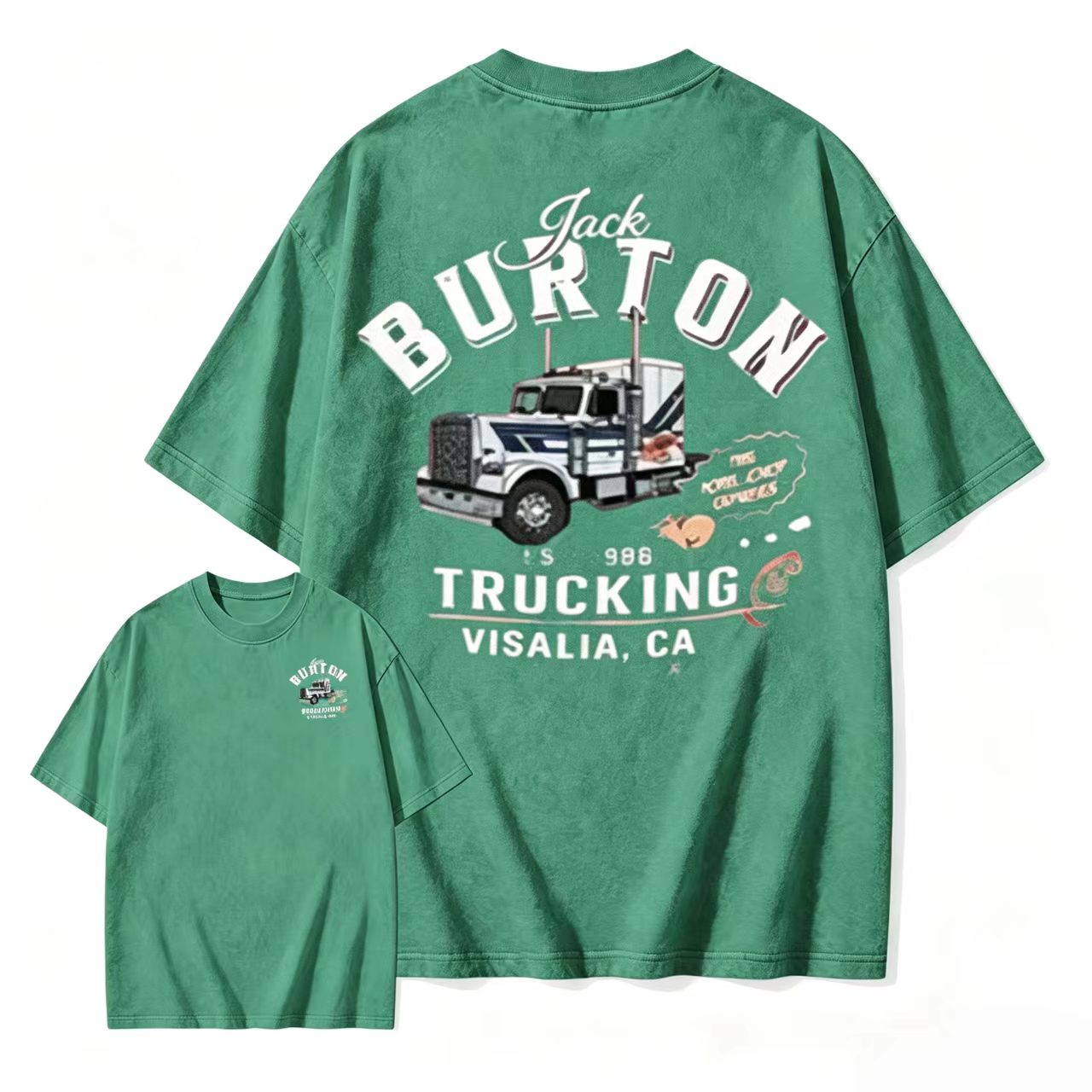 1986 Classic Movie Jack Burton Trucking FS 986 Truck Graphic Washed T-Shirt Double Sided Print Retro Casual Short Sleeve Shirts