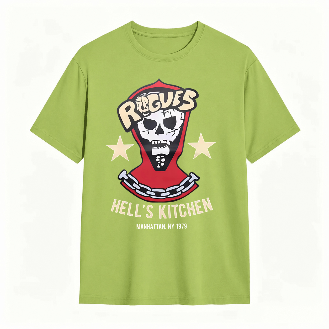 Rogues Hell's Kitchen 1979 Skull Graphic T‑Shirt, Manhattan NY Vintage Retro Tee