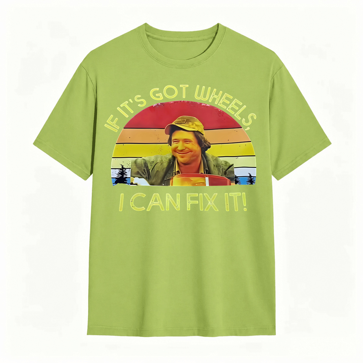 If It's Got Wheels I Can Fix It Funny Mechanic Vintage Sunset Graphic T‑Shirt