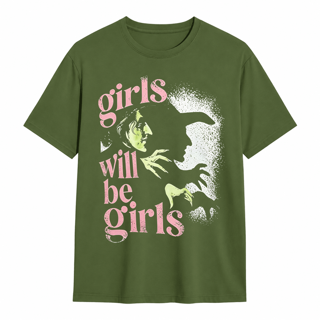 Retro Wicked Elphaba Witch Graphic Tee Girls Will Be Girls Slogan Soft Casual Short Sleeve Top