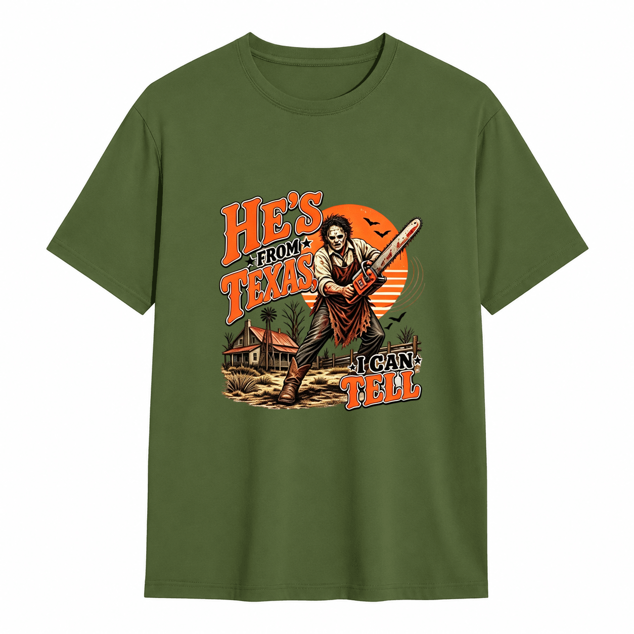 He’s From Texas Graphic T-Shirt – Vintage Western Halloween Tee