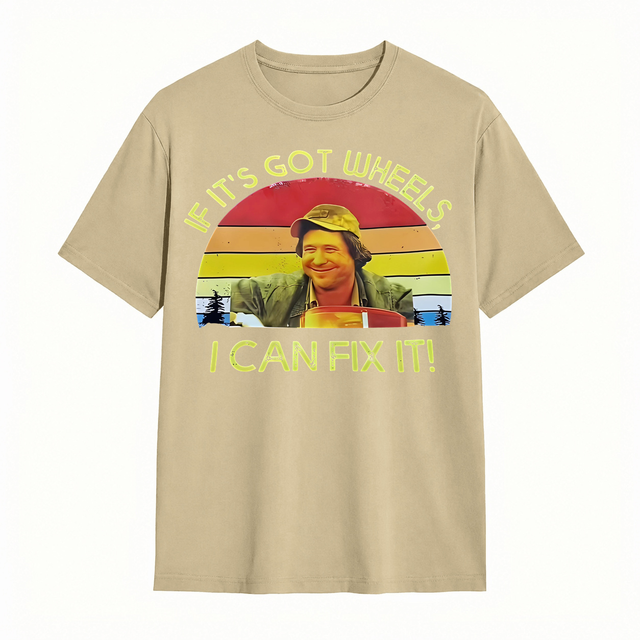 If It's Got Wheels I Can Fix It Funny Mechanic Vintage Sunset Graphic T‑Shirt