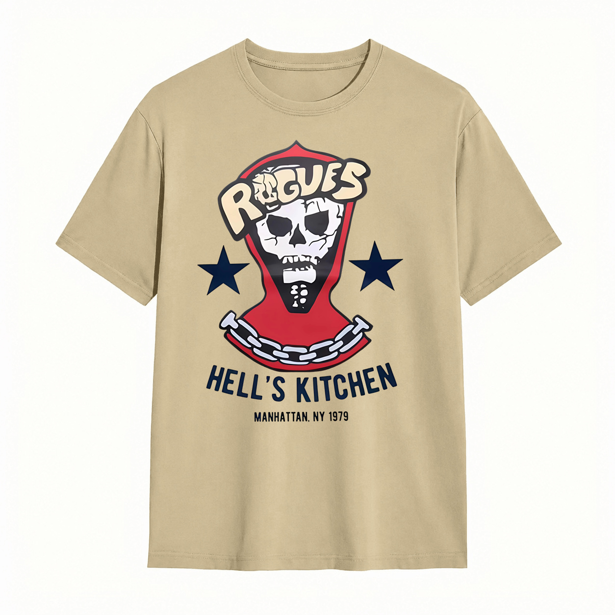 Rogues Hell's Kitchen 1979 Skull Graphic T‑Shirt, Manhattan NY Vintage Retro Tee