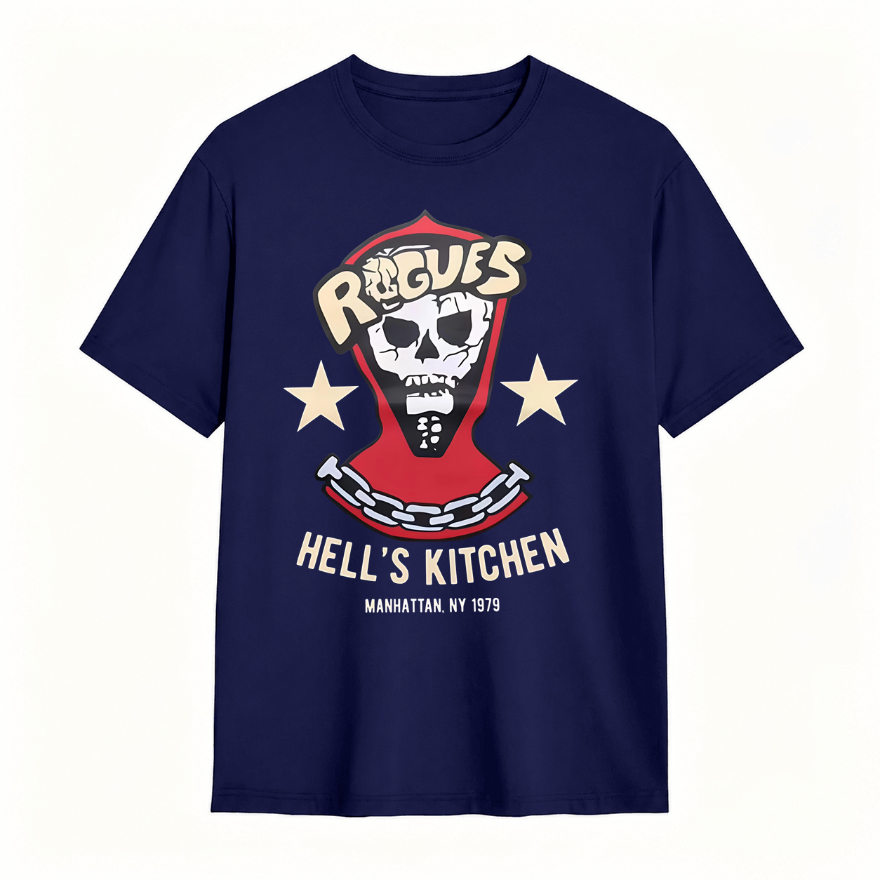 Rogues Hell's Kitchen 1979 Skull Graphic T‑Shirt, Manhattan NY Vintage Retro Tee