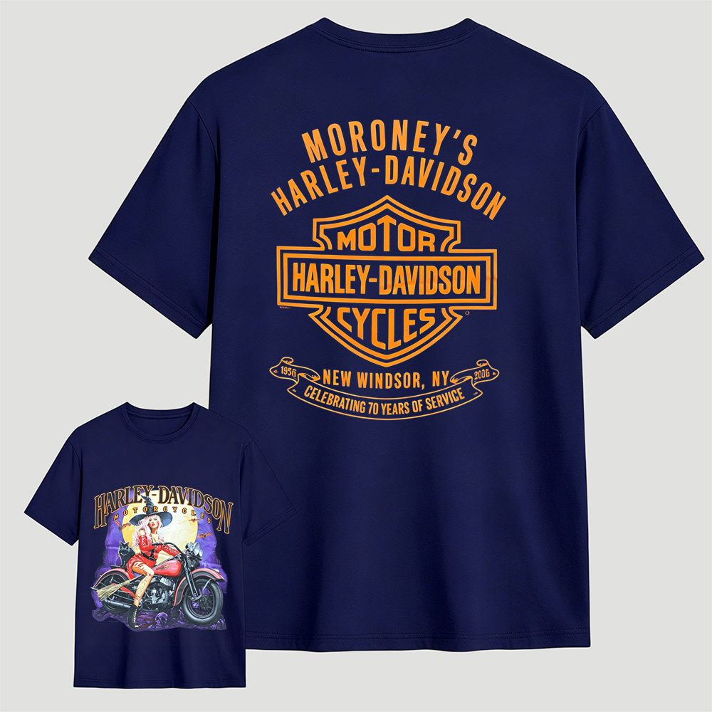 Harley-Davidson Witch Biker Graphic T-Shirt – Halloween Retro Motorcycle Tee