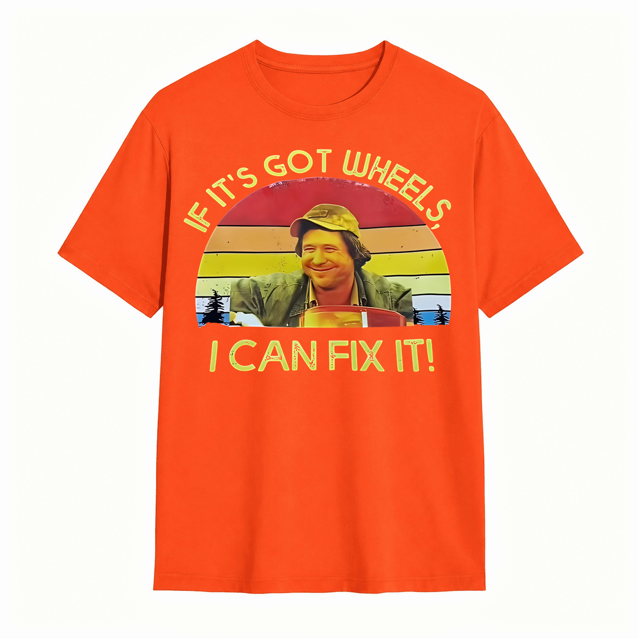 If It's Got Wheels I Can Fix It Funny Mechanic Vintage Sunset Graphic T‑Shirt