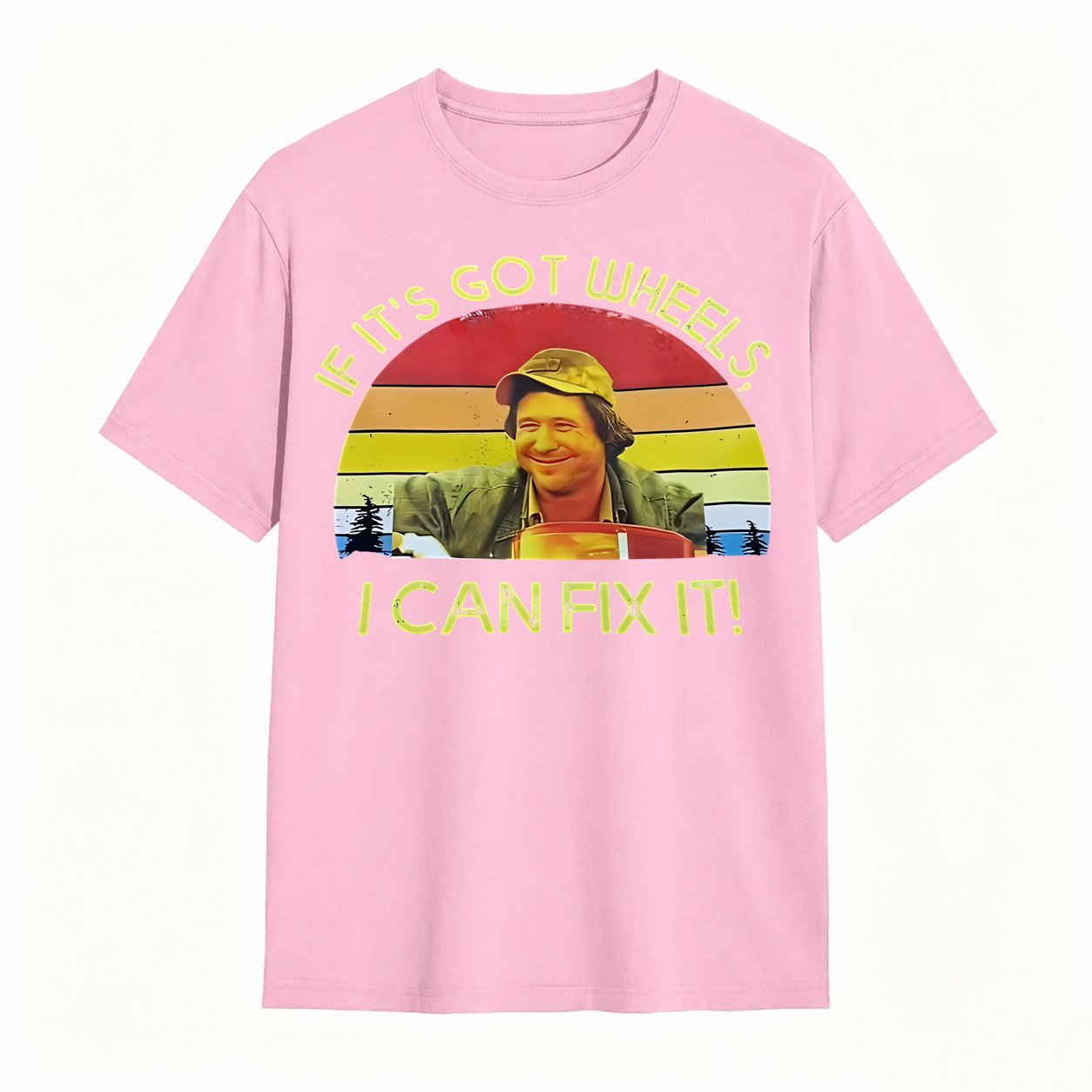 If It's Got Wheels I Can Fix It Funny Mechanic Vintage Sunset Graphic T‑Shirt