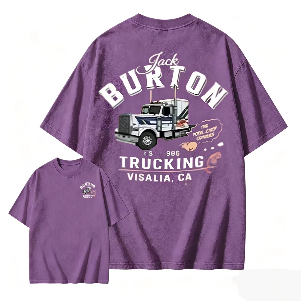 1986 Classic Movie Jack Burton Trucking FS 986 Truck Graphic Washed T-Shirt Double Sided Print Retro Casual Short Sleeve Shirts