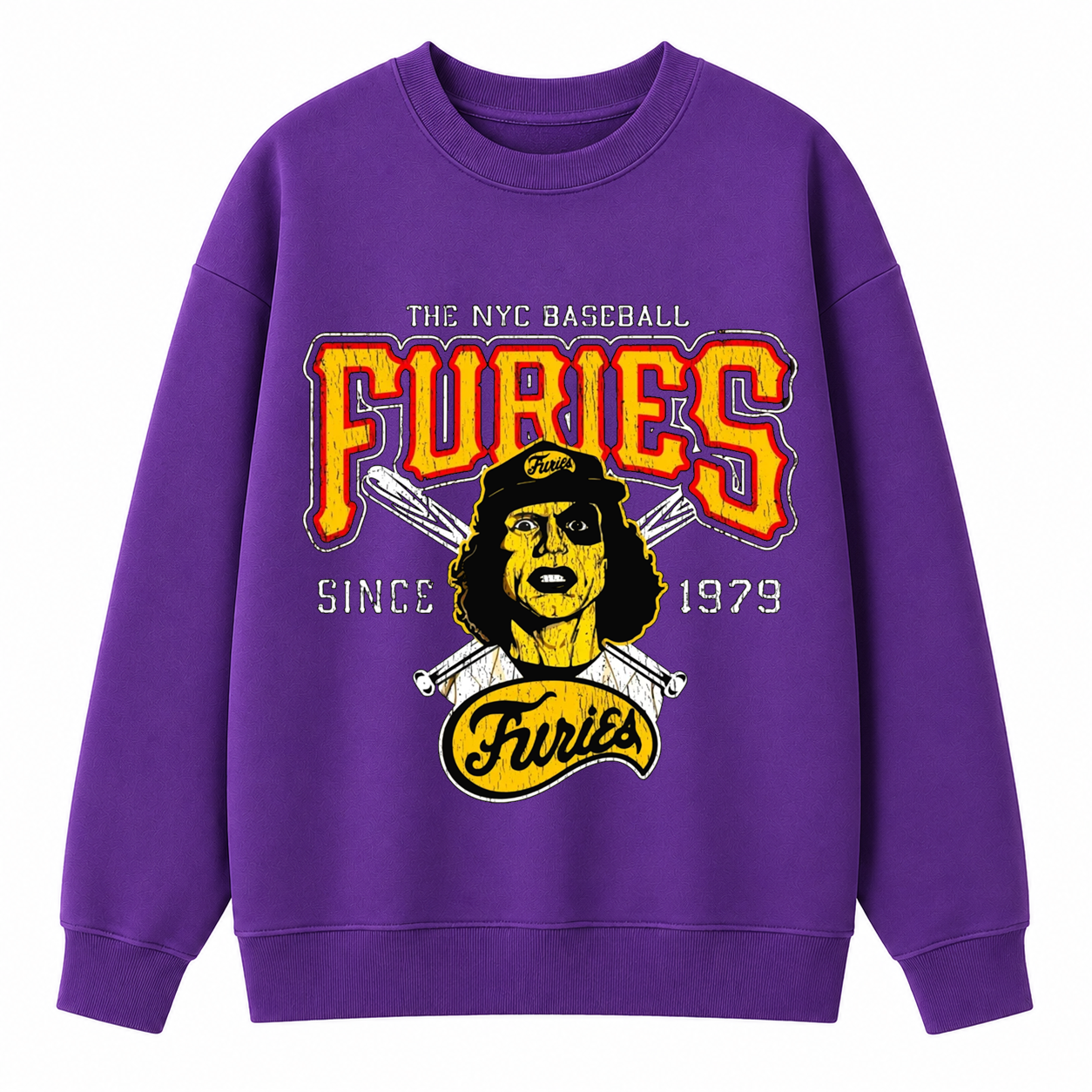 Retro Baseball Player Graphic Sweatshirt – Vintage NYC Sports Style Crewneck