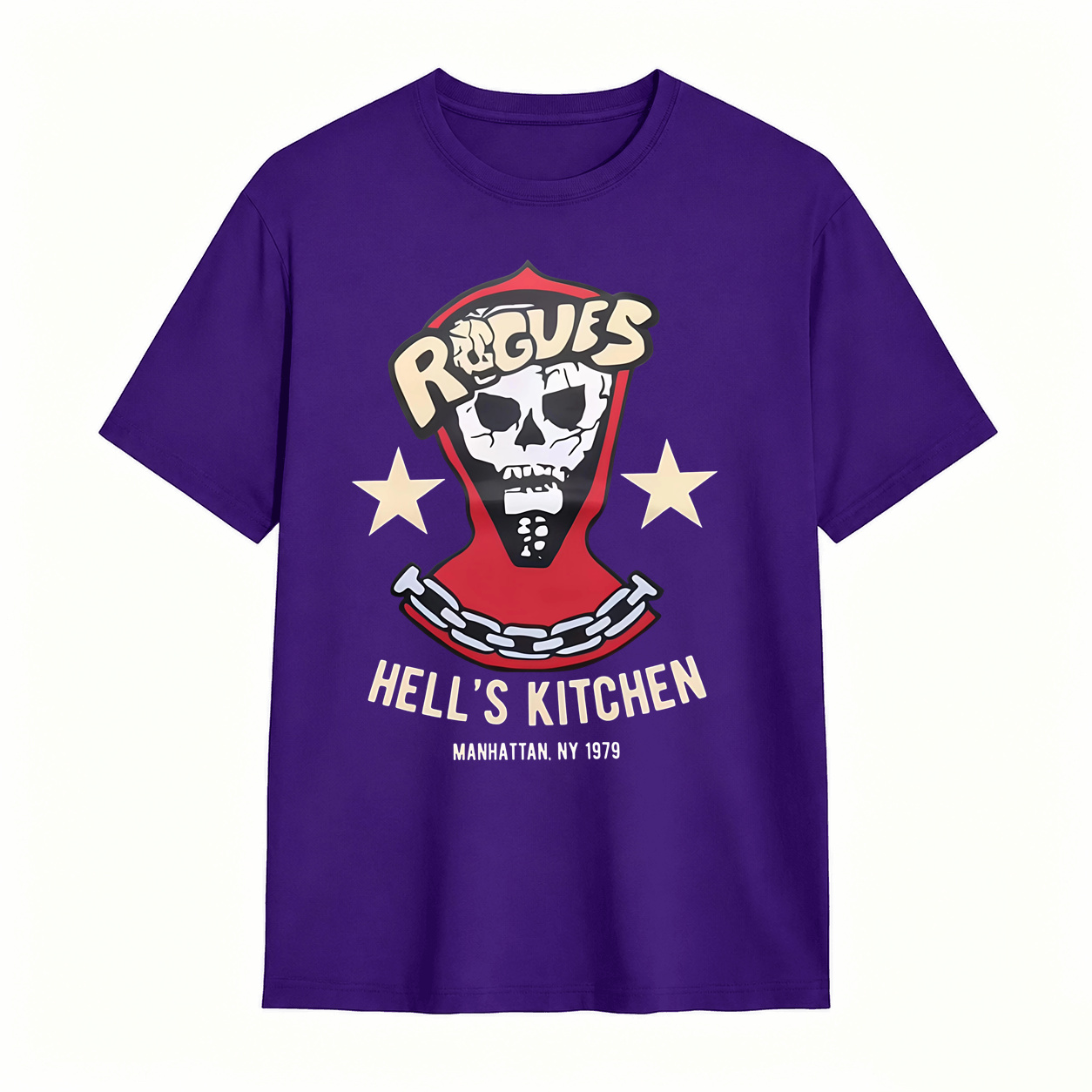 Rogues Hell's Kitchen 1979 Skull Graphic T‑Shirt, Manhattan NY Vintage Retro Tee