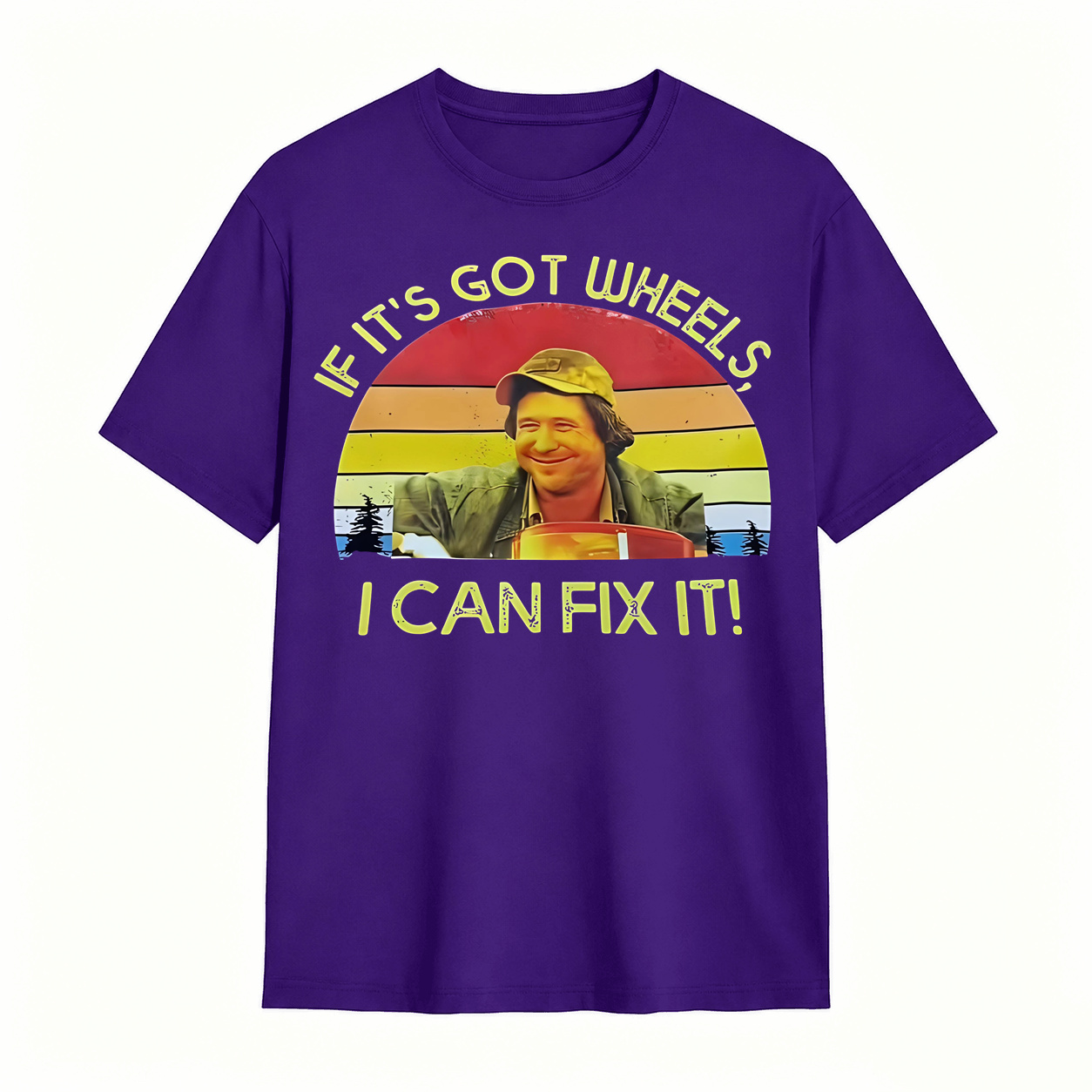 If It's Got Wheels I Can Fix It Funny Mechanic Vintage Sunset Graphic T‑Shirt