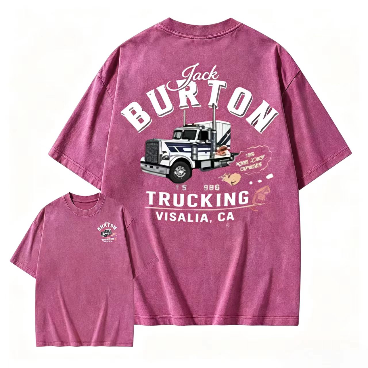 1986 Classic Movie Jack Burton Trucking FS 986 Truck Graphic Washed T-Shirt Double Sided Print Retro Casual Short Sleeve Shirts