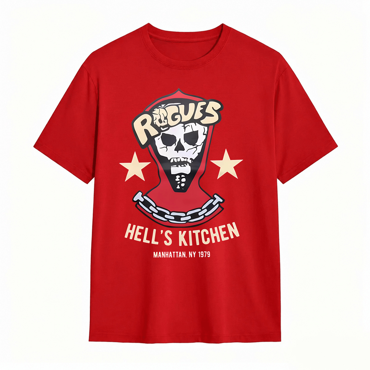Rogues Hell's Kitchen 1979 Skull Graphic T‑Shirt, Manhattan NY Vintage Retro Tee