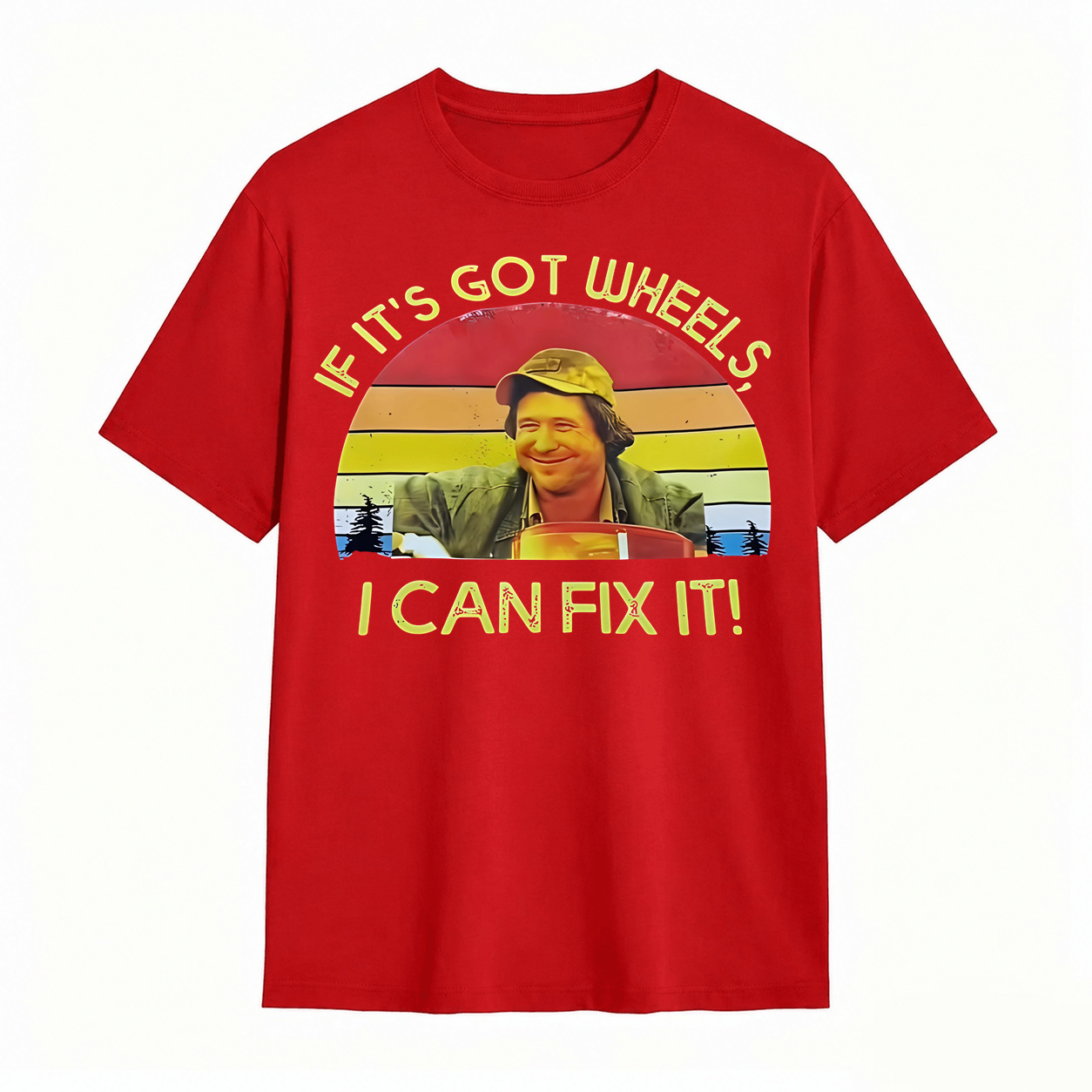 If It's Got Wheels I Can Fix It Funny Mechanic Vintage Sunset Graphic T‑Shirt