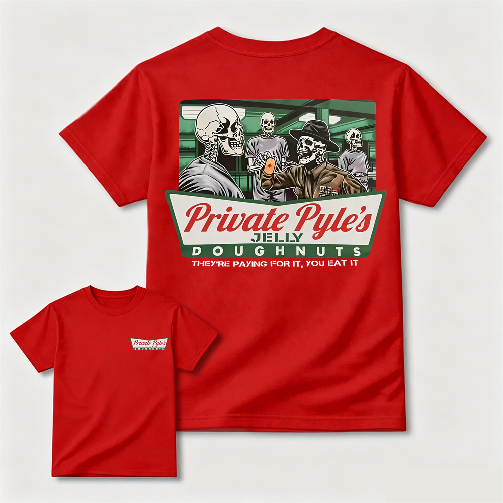 Vintage Skeleton Donut Graphic T-Shirt – Dark Humor Streetwear Tee