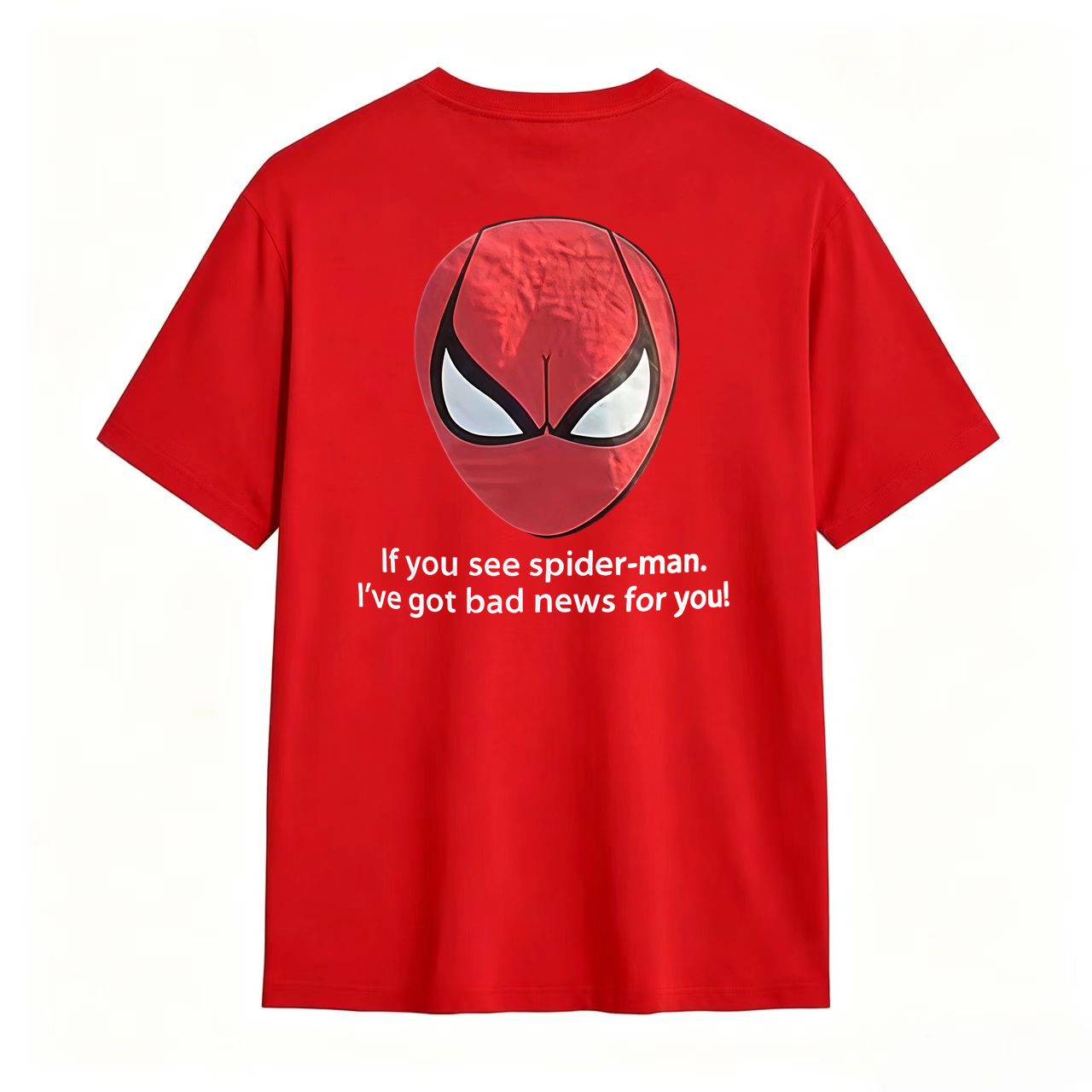 Red Mask Graphic T-Shirt – “Bad News for You” Funny Streetwear Tee