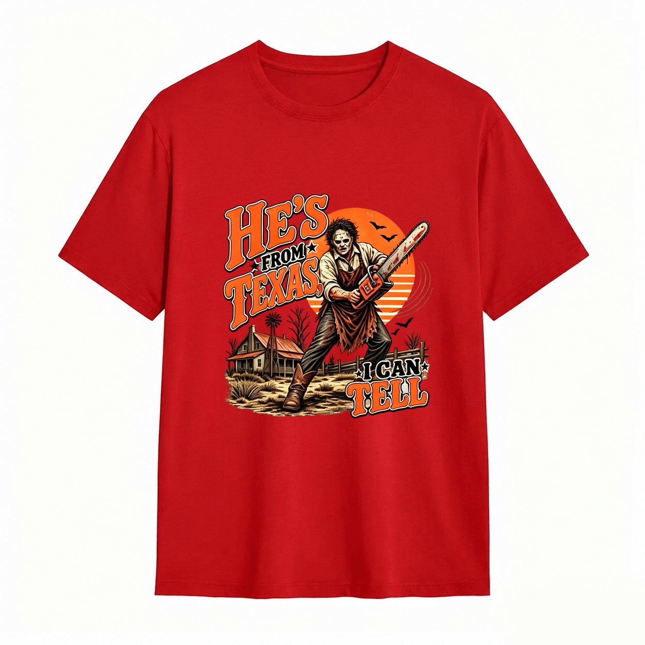 He’s From Texas Graphic T-Shirt – Vintage Western Halloween Tee