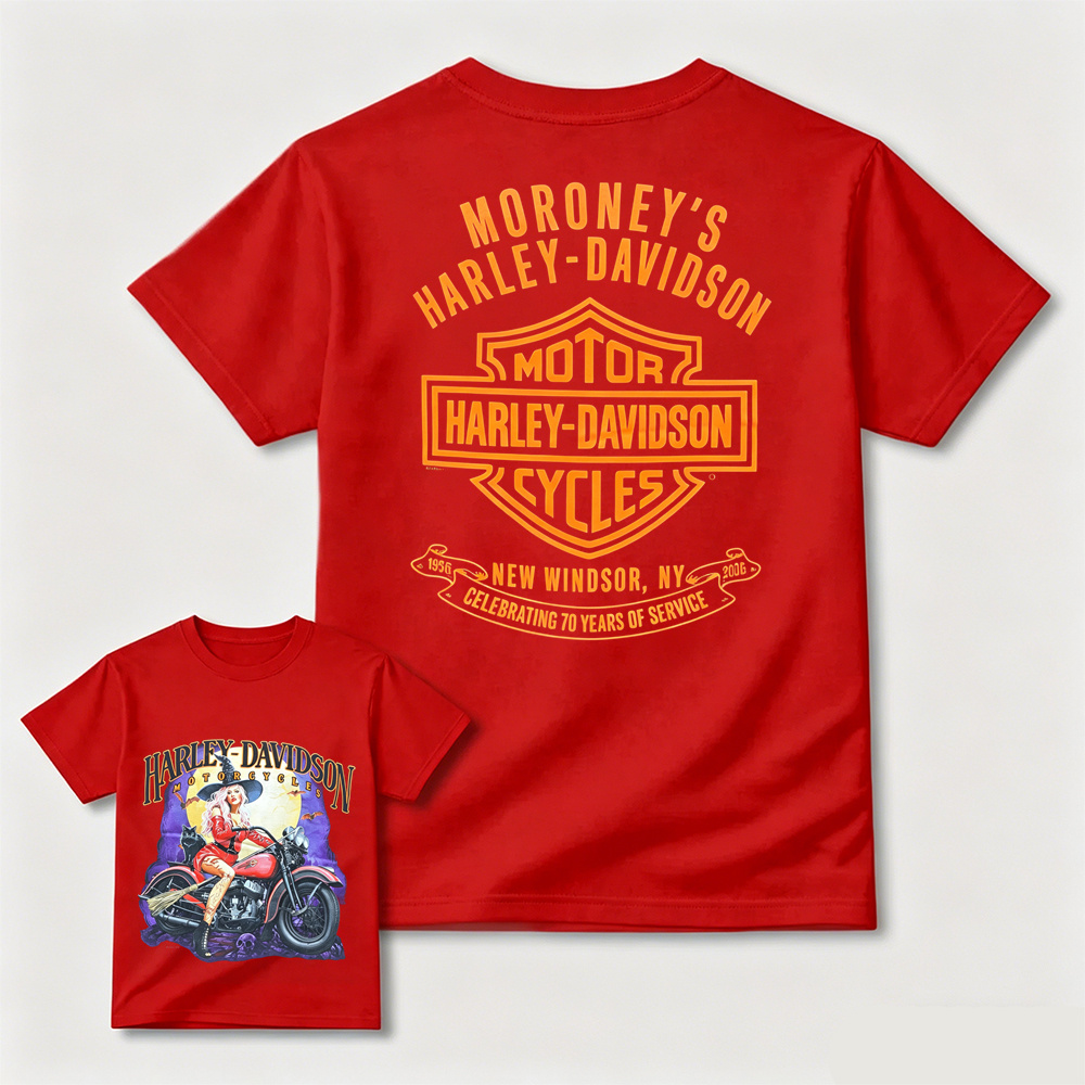 Harley-Davidson Witch Biker Graphic T-Shirt – Halloween Retro Motorcycle Tee