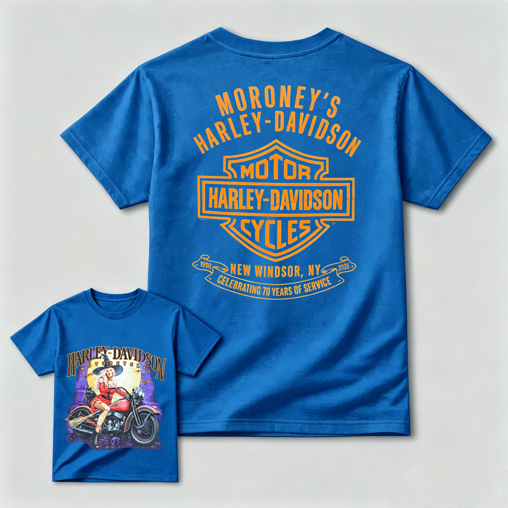 Harley-Davidson Witch Biker Graphic T-Shirt – Halloween Retro Motorcycle Tee