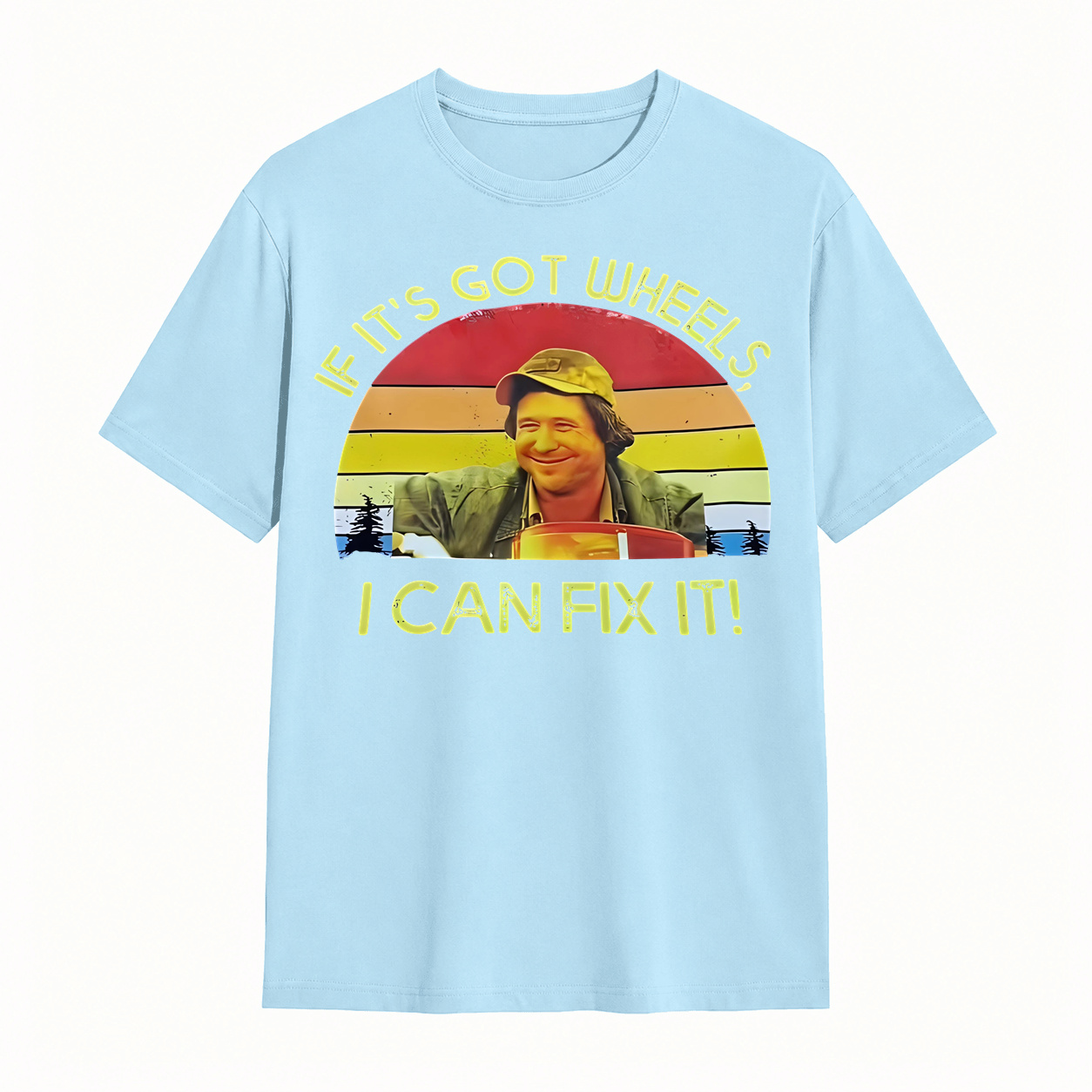 If It's Got Wheels I Can Fix It Funny Mechanic Vintage Sunset Graphic T‑Shirt