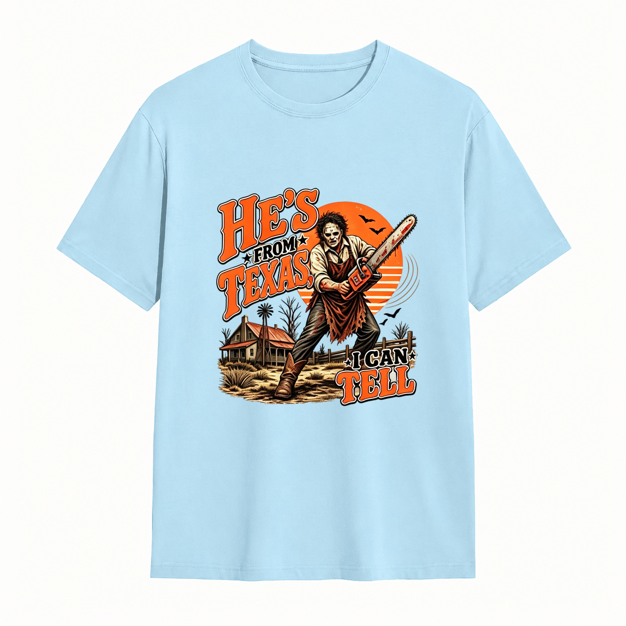 He’s From Texas Graphic T-Shirt – Vintage Western Halloween Tee