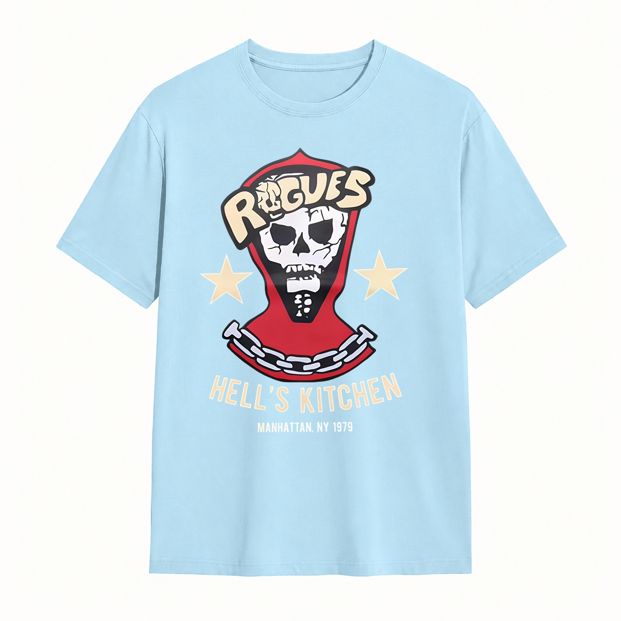 Rogues Hell's Kitchen 1979 Skull Graphic T‑Shirt, Manhattan NY Vintage Retro Tee