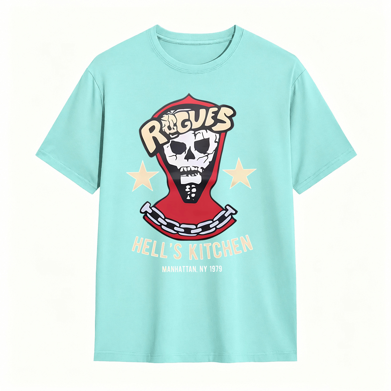 Rogues Hell's Kitchen 1979 Skull Graphic T‑Shirt, Manhattan NY Vintage Retro Tee