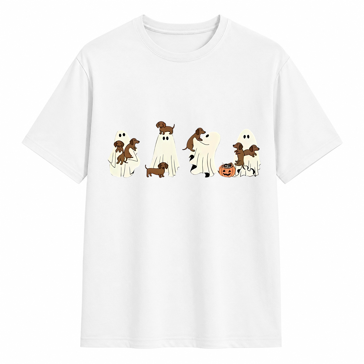 Comfort Colors Ghost Dog Halloween T‑Shirt, Spooky Fall Dog Breed Tee, Dog Mom Halloween Gift For Dachshund, German Shepherd, Frenchie, English Bulldog