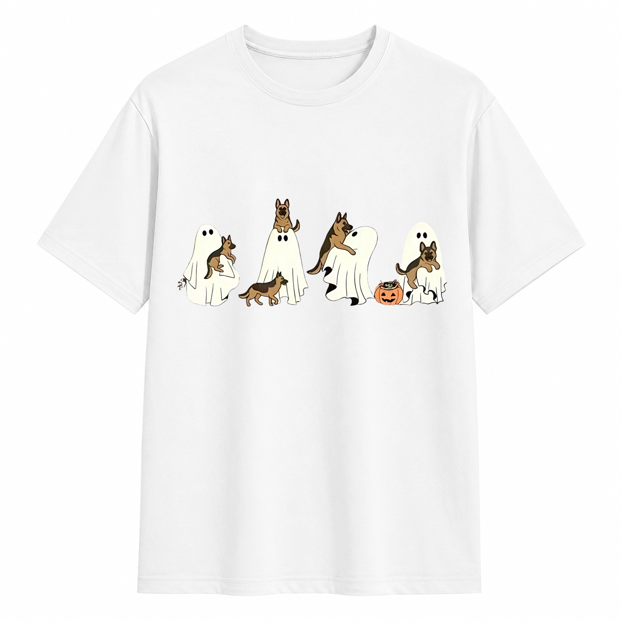 Comfort Colors Ghost Dog Halloween T‑Shirt, Spooky Fall Dog Breed Tee, Dog Mom Halloween Gift For Dachshund, German Shepherd, Frenchie, English Bulldog