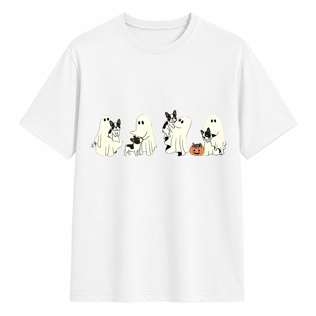 Comfort Colors Ghost Dog Halloween T‑Shirt, Spooky Fall Dog Breed Tee, Dog Mom Halloween Gift For Dachshund, German Shepherd, Frenchie, English Bulldog