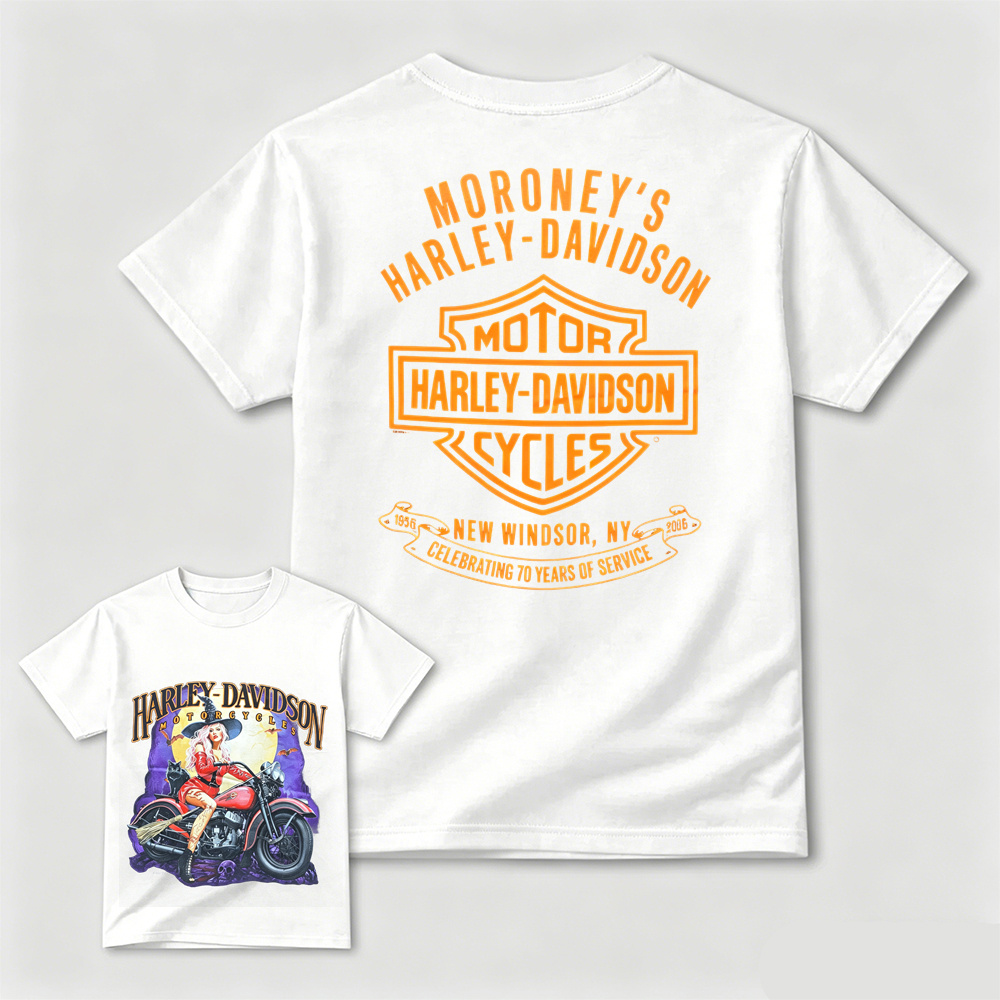 Harley-Davidson Witch Biker Graphic T-Shirt – Halloween Retro Motorcycle Tee